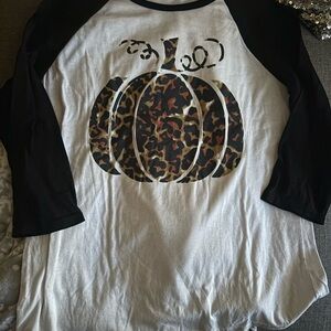 Black and White Pumpkin Raglan Shirt